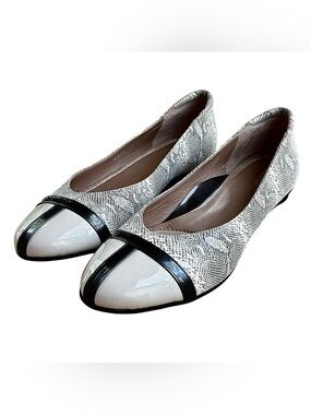 BEAUTIFEEL Cream Patent Leather & Snakeskin Print Nubuck Flats